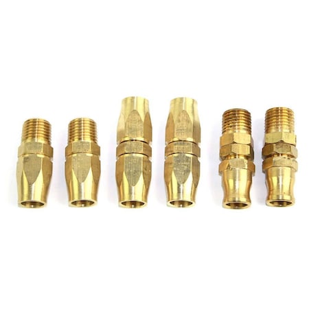 Interstate Pneumatics 1/4 Inch NPT HU Hose Reusable End Brass Fitting Kit HRPZ24-K1